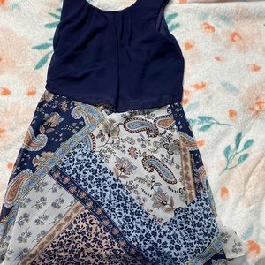 Navy Blue Dress With Flowers